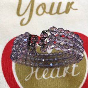 Faceted Purple Glass Bead Wire Bracelet